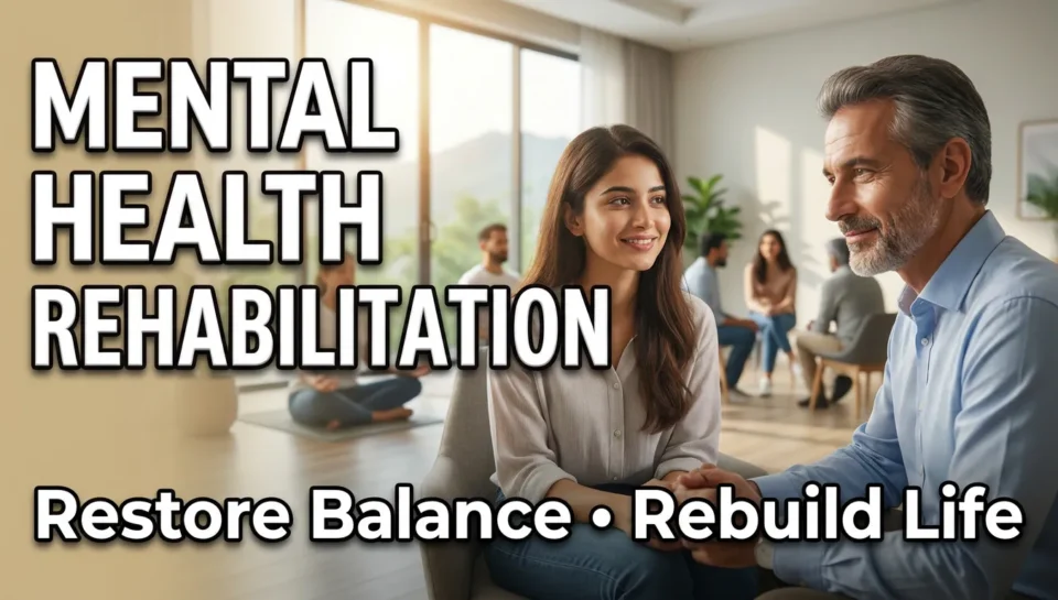 A patient receiving mental health rehabilitation therapy in a modern rehabilitation centre in Islamabad, showing a calm clinical environment focused on recovery and emotional healing.