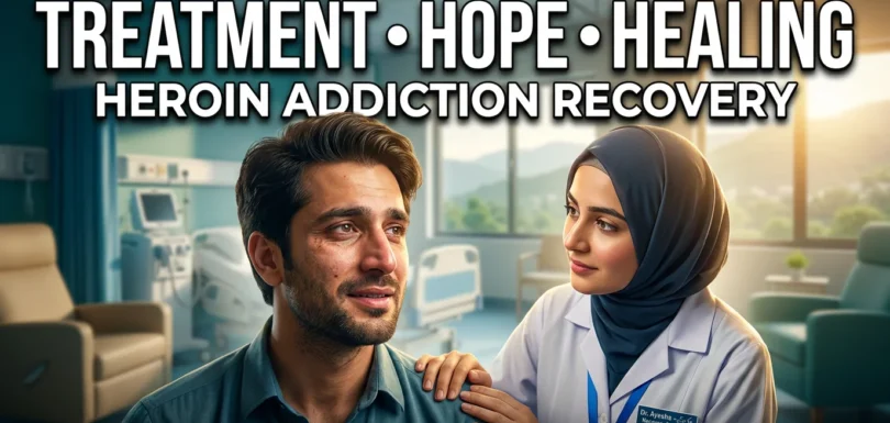 A patient receiving professional treatment for heroin addiction in a rehabilitation centre in Islamabad, showing medical support and recovery care in a calm clinical environment.