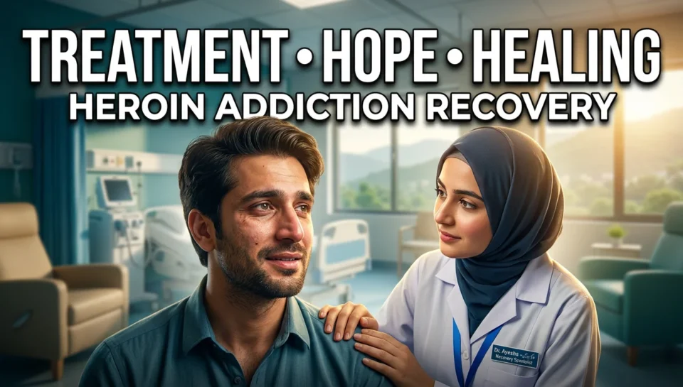 A patient receiving professional treatment for heroin addiction in a rehabilitation centre in Islamabad, showing medical support and recovery care in a calm clinical environment.