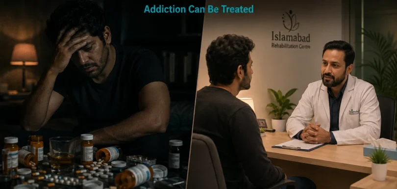 Prescription drug misuse in Pakistan showing addiction risks and rehabilitation treatment support