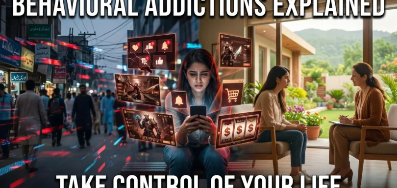 Behavioral addictions including gaming, internet, and social media addiction concept