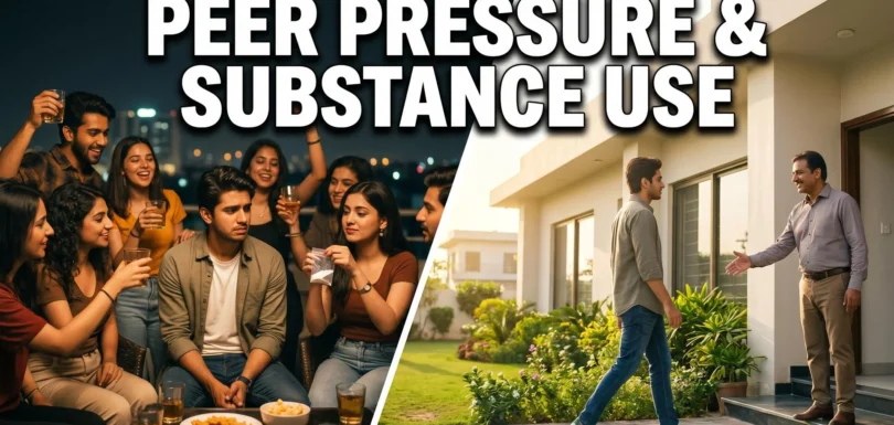 Split-scene showing two addiction recovery approaches including harm reduction therapy and abstinence-based rehabilitation treatment.