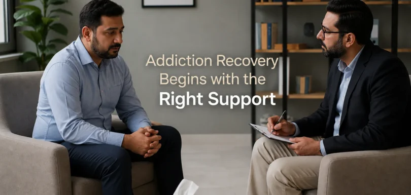 Professional therapy session in a rehabilitation centre in Islamabad supporting addiction recovery through counseling, CBT, and mental health care.