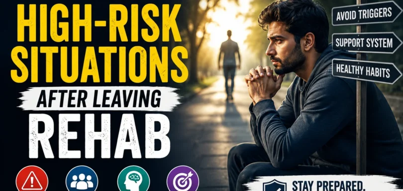 Person in addiction recovery learning how to manage relapse triggers and high-risk situations after leaving rehab for long-term sobriety.